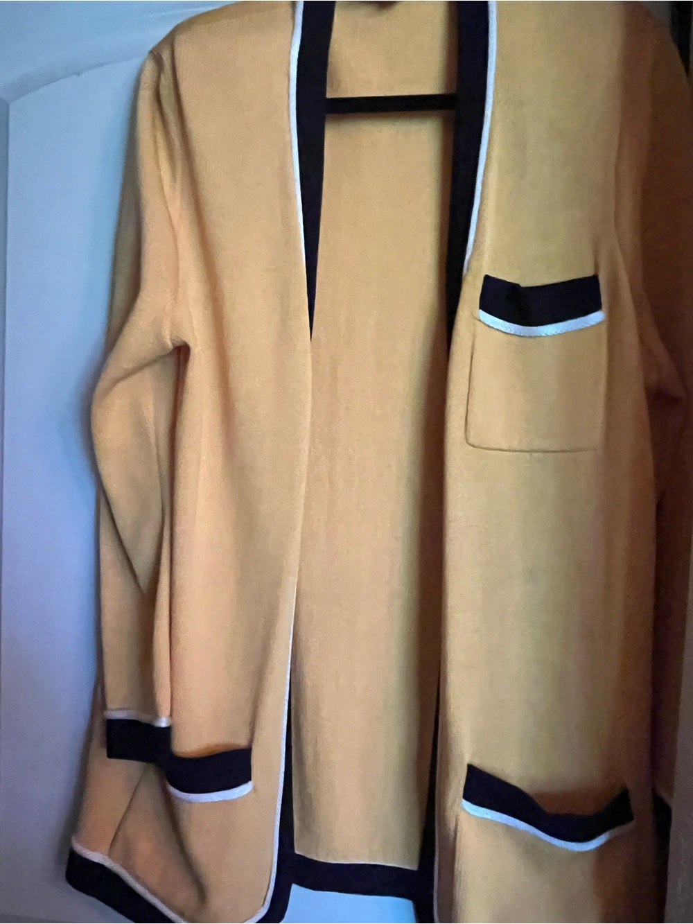 St. John Yellow Knit Sweater with Black Collar